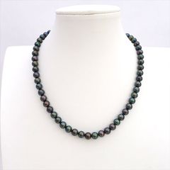 天然あこや真珠☆コバルト染め☆ブラックパールネックレス☆7.0〜7.5mm 