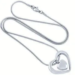 ダブルハート　ハートモチーフ　ステンレス　シルバーネックレス