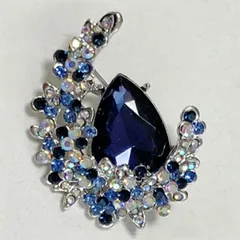 大振りドロップ ブローチ  キラキラ ロイヤルブルー■korunpin-49-s【フローチ】【華やか】【かわいい】【ゴージャス】【ビーズ】【ハンドメイド】【フォーマル】