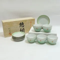 有田焼　陶泉 ◆【和食器】有田焼/菊紋入 茶菓揃（湯呑・銘々皿各5） 茶菓子揃 湯呑 銘々皿　ギフト ギフト【未使用】 