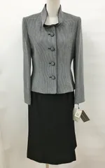 スタジオアルファー studioALPHA スカートスーツ 9 日本製 セットアップ グレー /ブラック フォーマル 卒入学 セレモニー 未使用 2512WR072