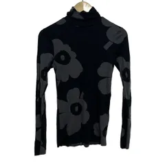 marimekko(マリメッコ) 長袖カットソー サイズM レディース - 黒×ダークグレー タートルネック/ニット/ウニッコ
