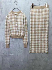 eimy istoire エイミーイストワール スプリングギンガムニットセットカーディガン ビスチェ スカート 3点セット sizeXS/ベージュ  ◇■◎レディース