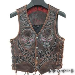 美品□超希少 LA ROCKA ラロッカ レザー ベスト スカル ジョンソンズ