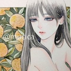 肉筆原画 水墨画 墨彩画 絵画 美人画 手描きイラスト - メルカリ