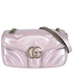 GUCCI グッチ ショルダーバッグ GGマーモント キルティングスモールチェーンショルダー　 肩掛け 斜め掛け 443497 レザー    オーロラピンク ゴールド金具 レディース【中古品】 グッチ ショルダーバッグ レディース GGマーモント キルティング