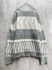 美品 COLLAGE コラージュ ガリャルダガランテ 幾何学 ケーブル編み ニット セーター sizeF/白ｘブルーグレー ◆■レディース