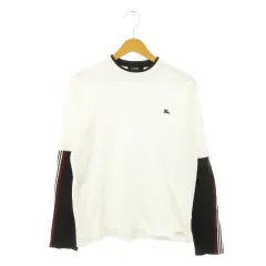 バーバリーブラックレーベル BURBERRY BLACK LABEL 長袖Tシャツ カットソー 2 白 ホワイト 袖ライン /MN4 ■GY99