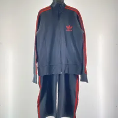 【中古】【セットアップ】00s　ADIDAS　トラックジャケット＆パンツ　ブラック・レッド　058802　サイズM アディダス[17]