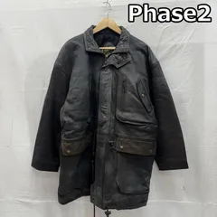 古着 Phase2 レザー カーコート ミドル丈 ジャケット チェックライナー スタンドカラー メンズ M ISItems【USED】【古着】【中古】50149705