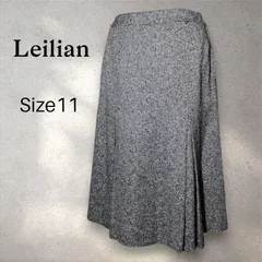 LEILIAN　レリアン　麻・シルク混　ボックスプリーツ　ツイードスカート　サイズ11