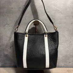 ✨SAZABY サザビー 2WAY トート ショルダーバッグ ブラック×ホワイト イタリア製レザー 美品✨