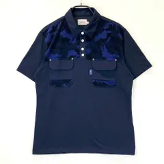 サイズ：04 TOVHO トヴホ  半袖ポロシャツ ボタンダウン カモフラ柄 ネイビー系 [240101567161] ゴルフウェア メンズ ストスト
