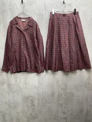 burberrys バーバリーズ 総柄 シャツ スカート セットアップ size11/ボルドー ◇■◎レディース