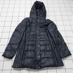 ◇ ⊇ ノーブランド レディース ダウンコート フード付き ブラック系 Mサイズ E  【1510070000828】