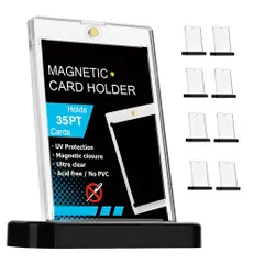 FFOGGポケカローダーUVカットマグネットホルダー35ptUVカット(ローダー8個+スタンド8個セット)収納トレカ保護ケースカードケース遊戯王カードケースポケカ磁石式