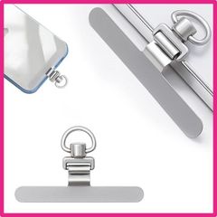 Silver KASELIN Smartphone Strap Holder, Bendable Design with No Floating, Ultra-Thin 0.2mm Thickness, 360° Swivel, Metal Tag Patch, Stainless Steel, Durable, Lightweight, Slim, Phone Strap Holder, Clips to Smartphone Case, Prevents Drops and Loss, Does Not Affect Charging, Compatible with All Models, 1 Piece (Silver)