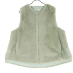 美品 Maglia Plus マリアプラス ノースリーブ ファーベスト F グレー レディース 古着