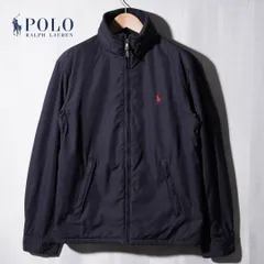 90s ポロラルフローレン Polo by Ralph Lauren 中綿 ナイロンジャケット ブルゾン M 相当 ネイビー ロゴ刺繍 フリース ヴィンテージ Vintage アメカジ ストリート Y2K 古着 XX001