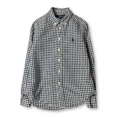 ポロラルフローレン キッズ ブルー CHECK 長袖 シャツ S(8)