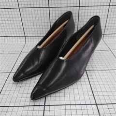 ◇ Θ メヌエ MENUE ポインテッドトゥ レザーパンプス ブラック系 24.0cm レディース E  【1511060026491】