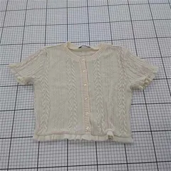 ◇ ⊂ ザラ ZARA ケーブル編み半袖カーディガン アイボリー系 レディース M E  【1511060027375】