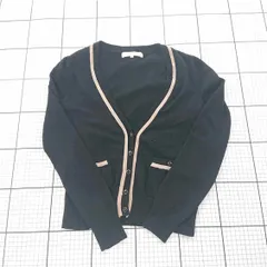 ◇ Θ エムプルミエ M-PREMIER バイカラーニットカーディガン ブラック系 レディース 36 E  【1511060027146】