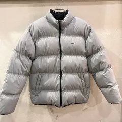 Nike / ナイキ リバーシブルダウンジャケット ワンポイント刺繍 スウッシュ メンズ Lサイズ ブラック シルバー used