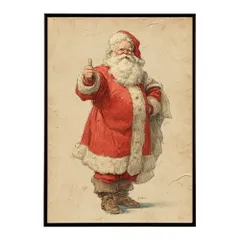 【A4サイズ（約21x30cm）】【lm-poster-7223】【フレーム付き】Christmas サンタクロース サンタ イベント パーティー 北欧 Xmas トナカイ 絵画 イラスト ポスター インテリア おしゃれ  プリントポスター フォト イラスト