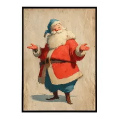 【A4サイズ（約21x30cm）】【lm-poster-7224】【フレーム付き】Christmas サンタクロース サンタ イベント パーティー 北欧 Xmas トナカイ 絵画 イラスト ポスター インテリア おしゃれ  プリントポスター フォト イラスト