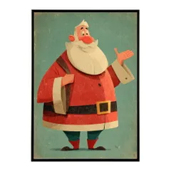 【A2サイズ（約42x59cm）】【lm-poster-7225】【フレーム付き】Christmas サンタクロース サンタ イベント パーティー 北欧 Xmas トナカイ 絵画 イラスト ポスター インテリア おしゃれ  プリントポスター フォト イラスト