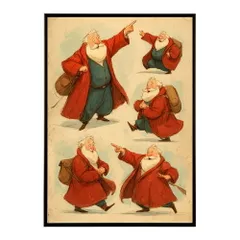 【B3サイズ（約36x51cm）】【lm-poster-7228】【フレーム付き】Christmas サンタクロース サンタ イベント パーティー 北欧 Xmas トナカイ 絵画 イラスト ポスター インテリア おしゃれ  プリントポスター フォト イラスト