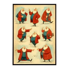 【B4サイズ（約25x36cm）】【lm-poster-7230】【フレーム付き】Christmas サンタクロース サンタ イベント パーティー 北欧 Xmas トナカイ 絵画 イラスト ポスター インテリア おしゃれ  プリントポスター フォト イラスト