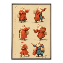 【A4サイズ（約21x30cm）】【lm-poster-7231】【フレーム付き】Christmas サンタクロース サンタ イベント パーティー 北欧 Xmas トナカイ 絵画 イラスト ポスター インテリア おしゃれ  プリントポスター フォト イラスト