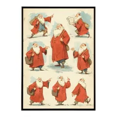 【A4サイズ（約21x30cm）】【lm-poster-7233】【フレーム付き】Christmas サンタクロース サンタ イベント パーティー 北欧 Xmas トナカイ 絵画 イラスト ポスター インテリア おしゃれ  プリントポスター フォト イラスト