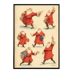 【A4サイズ（約21x30cm）】【lm-poster-7235】【フレーム付き】Christmas サンタクロース サンタ イベント パーティー 北欧 Xmas トナカイ 絵画 イラスト ポスター インテリア おしゃれ  プリントポスター フォト イラスト