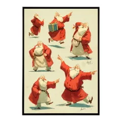 【A4サイズ（約21x30cm）】【lm-poster-7236】【フレーム付き】Christmas サンタクロース サンタ イベント パーティー 北欧 Xmas トナカイ 絵画 イラスト ポスター インテリア おしゃれ  プリントポスター フォト イラスト