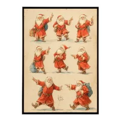 【A4サイズ（約21x30cm）】【lm-poster-7238】【フレーム付き】Christmas サンタクロース サンタ イベント パーティー 北欧 Xmas トナカイ 絵画 イラスト ポスター インテリア おしゃれ  プリントポスター フォト イラスト