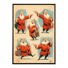 【A3サイズ（約30×42cm）】【lm-poster-7239】【フレーム付き】Christmas サンタクロース サンタ イベント パーティー 北欧 Xmas トナカイ 絵画 イラスト ポスター インテリア おしゃれ  プリントポスター フォト イラスト