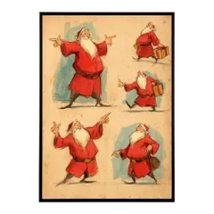 【B4サイズ（約25x36cm）】【lm-poster-7240】【フレーム付き】Christmas サンタクロース サンタ イベント パーティー 北欧 Xmas トナカイ 絵画 イラスト ポスター インテリア おしゃれ  プリントポスター フォト イラスト