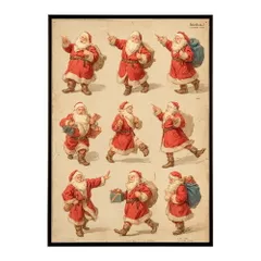 【B4サイズ（約25x36cm）】【lm-poster-7241】【フレーム付き】Christmas サンタクロース サンタ イベント パーティー 北欧 Xmas トナカイ 絵画 イラスト ポスター インテリア おしゃれ  プリントポスター フォト イラスト