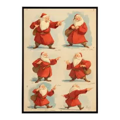 【A4サイズ（約21x30cm）】【lm-poster-7242】【フレーム付き】Christmas サンタクロース サンタ イベント パーティー 北欧 Xmas トナカイ 絵画 イラスト ポスター インテリア おしゃれ  プリントポスター フォト イラスト