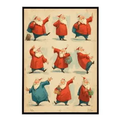 【B4サイズ（約25x36cm）】【lm-poster-7243】【フレーム付き】Christmas サンタクロース サンタ イベント パーティー 北欧 Xmas トナカイ 絵画 イラスト ポスター インテリア おしゃれ  プリントポスター フォト イラスト