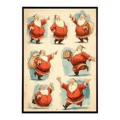 【A4サイズ（約21x30cm）】【lm-poster-7245】【フレーム付き】Christmas サンタクロース サンタ イベント パーティー 北欧 Xmas トナカイ 絵画 イラスト ポスター インテリア おしゃれ  プリントポスター フォト イラスト