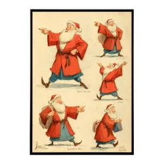 【B4サイズ（約25x36cm）】【lm-poster-7247】【フレーム付き】Christmas サンタクロース サンタ イベント パーティー 北欧 Xmas トナカイ 絵画 イラスト ポスター インテリア おしゃれ  プリントポスター フォト イラスト