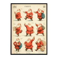 【B4サイズ（約25x36cm）】【lm-poster-7248】【フレーム付き】Christmas サンタクロース サンタ イベント パーティー 北欧 Xmas トナカイ 絵画 イラスト ポスター インテリア おしゃれ  プリントポスター フォト イラスト