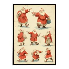 【A4サイズ（約21x30cm）】【lm-poster-7249】【フレーム付き】Christmas サンタクロース サンタ イベント パーティー 北欧 Xmas トナカイ 絵画 イラスト ポスター インテリア おしゃれ  プリントポスター フォト イラスト