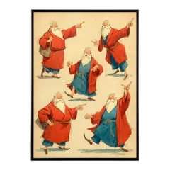 【A3サイズ（約30×42cm）】【lm-poster-7250】【フレーム付き】Christmas サンタクロース サンタ イベント パーティー 北欧 Xmas トナカイ 絵画 イラスト ポスター インテリア おしゃれ  プリントポスター フォト イラスト