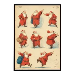 【A4サイズ（約21x30cm）】【lm-poster-7251】【フレーム付き】Christmas サンタクロース サンタ イベント パーティー 北欧 Xmas トナカイ 絵画 イラスト ポスター インテリア おしゃれ  プリントポスター フォト イラスト