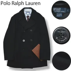 00sヴィンテージ ラルフローレン Polo Ralph Lauren メルトン ウール ピーコート L ブラック メンズ 男性用 トラッド ビジネス アメトラ カジュアル